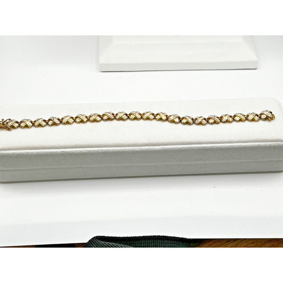 Vintage Gold Plated Sterling Silver 925 Bracelet 8″ and 18G - Picture 1 of 7